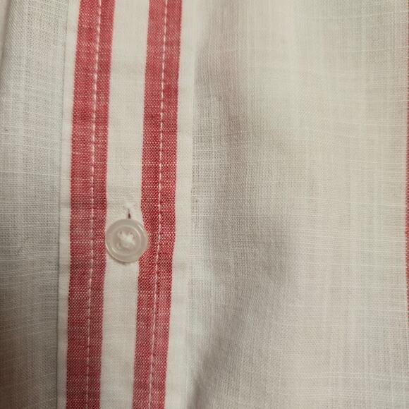 Good Threads Womens Striped Top Size Large White & Red Button Up Preppy Casual - Picture 11 of 13